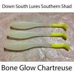 Down South Lures Saltwater Paddletail Swimbait 4-1/2 Glow Chartreuse Tail  • Price »